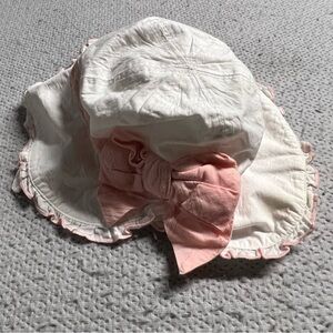 Janie And Jack White & Pink Bow Tie Sun Hat 6-12 Months